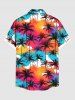 Chemise hawaïenne grande taille pour homme, imprimée ciel coloré et cocotiers, avec boutons et poche. - Multi S