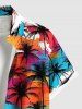 Chemise hawaïenne grande taille pour homme, imprimée ciel coloré et cocotiers, avec boutons et poche. - Multi S