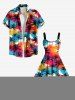 Robe débardeur hawaïenne grande taille à imprimé ciel coloré et cocotier - Multi S