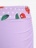1950s Retro Cherry Dots Print Halter Ruched Cinched Boyleg Tankini Swimsuit -  