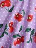 1950s Retro Cherry Dots Print Halter Ruched Cinched Boyleg Tankini Swimsuit -  