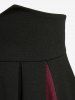 Plus Size Two Tone Patchwork Buttons A Line Skirt -  