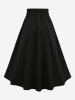 Plus Size Two Tone Patchwork Buttons A Line Skirt -  