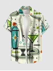 Bottle Fruit Juice Print Buttons Pocket Hawaii Shirt For Men -  