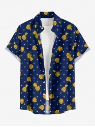 Chemise hawaïenne à pois et imprimé floral grande taille pour homme - Bleu profond S