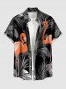 Coconut Tree Tropical Leaf Flamingo Print Plus Size Matching Hawaii Beach Outfit For Couples -  