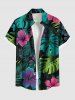 Ensemble de plage hawaïen assorti pour couples, imprimé feuilles tropicales et fleurs d'hibiscus, grandes tailles - Vert 