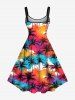 Colorful Sky Coconut Tree Print Plus Size Matching Hawaii Beach Outfit For Couples -  