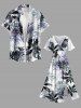 Robe mi-longue hawaïenne fendue à imprimé floral et feuilles grande taille - Blanc S