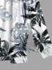 Robe mi-longue hawaïenne fendue à imprimé floral et feuilles grande taille - Blanc 5X