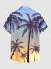 Chemise hawaïenne grande taille pour homme, imprimé ombré cocotier, boutons et poche. - Bleu Ciel L