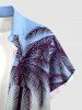 Chemise hawaïenne grande taille pour homme, imprimé ombré cocotier, boutons et poche. - Bleu Ciel L