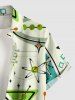 Chemise hawaïenne grande taille pour homme, imprimée de jus de fruits et de boutons, avec poche. - Blanc M