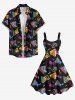 Robe débardeur hawaïenne à imprimé léopard et carreaux grande taille, style triangle - Noir M