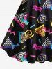 Robe débardeur hawaïenne à imprimé léopard et carreaux grande taille, style triangle - Noir M