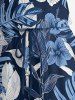 Combinaison hawaïenne grande taille à imprimé de feuilles tropicales et fleurs d'hibiscus, cintrée - Cadetblue 5X