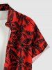 Chemise hawaïenne grande taille à imprimé cocotiers, boutons et poches pour homme - Rouge 2XL