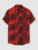 Chemise hawaïenne grande taille à imprimé cocotiers, boutons et poches pour homme - Rouge 2XL