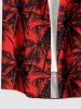 Chemise hawaïenne grande taille à imprimé cocotiers, boutons et poches pour homme - Rouge 2XL