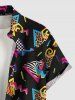 Leopard Plaid Triangle Print Buttons Pocket Hawaii Shirt For Men -  