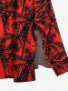 Robe mi-longue hawaïenne fendue à imprimé cocotier grande taille - Rouge M