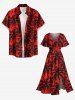 Robe mi-longue hawaïenne fendue à imprimé cocotier grande taille - Rouge M