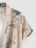 Plus Size Flowers Leaf Tropical Print Buttons Pocket Hawaii Shirt For Men -  