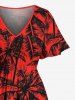 Robe mi-longue hawaïenne fendue à imprimé cocotier grande taille - Rouge 4X