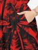 Robe mi-longue hawaïenne fendue à imprimé cocotier grande taille - Rouge 5X