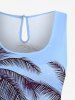 Combinaison hawaïenne grande taille à imprimé ombré de cocotiers et ceinture - Bleu Ciel 1X