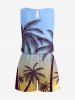 Combinaison hawaïenne grande taille à imprimé ombré de cocotiers et ceinture - Bleu Ciel 1X