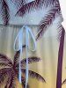 Combinaison hawaïenne grande taille à imprimé ombré de cocotiers et ceinture - Bleu Ciel 1X
