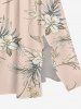 Flowers Leaf Tropical Print Split Hawaii Midi Dress -  