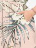 Plus Size Flowers Leaf Tropical Print Split Hawaii Midi Dress -  