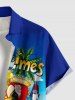 Plus Size Parrot Bottle Coconut Tree Lemon Print Buttons Pocket Hawaii Shirt For Men -  