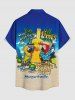 Plus Size Parrot Bottle Coconut Tree Lemon Print Buttons Pocket Hawaii Shirt For Men -  