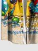 Plus Size Parrot Bottle Coconut Tree Lemon Print Buttons Pocket Hawaii Shirt For Men -  