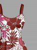 Robe débardeur hawaïenne à imprimé feuilles tropicales et fleurs d'hibiscus grande taille - Rouge Vineux 5X