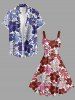 Robe débardeur hawaïenne à imprimé feuilles tropicales et fleurs d'hibiscus grande taille - Rouge Vineux 4X