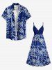 Robe débardeur trapèze à imprimé fleurs et branches hawaïennes grande taille - Cadetblue 1X