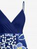 Robe débardeur trapèze à imprimé fleurs et branches hawaïennes grande taille - Cadetblue 1X