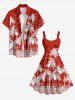 Robe hawaïenne grande taille à imprimé cocotier et oiseaux marins - Rouge 2X