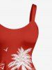 Robe hawaïenne grande taille à imprimé cocotier et oiseaux marins - Rouge 2X