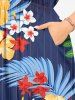 Tropical Leaf Hibiscus Flower Print Hawaii Split Pocket A Line Midi Dress -  