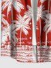 Chemise à poches boutonnées hawaïennes grande taille pour homme, imprimée cocotiers et oiseaux marins - Rouge S