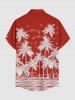 Chemise à poches boutonnées hawaïennes grande taille pour homme, imprimée cocotiers et oiseaux marins - Rouge S