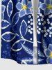 Chemise hawaïenne à imprimé floral, feuilles et branches, grande taille, avec poche boutonnée, pour hommes - Bleu profond 3XL