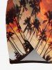 Paréo de plage convertible grande taille à imprimé ombré de cocotiers et de ciel crépusculaire, style hawaïen - Orange Foncé L