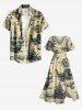 Plus Size Octopus Sailboat Sea Map Print Hawaii Cruise Split Pocket A Line Midi Dress -  