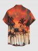 Chemise à poches boutonnées pour homme, grande taille, imprimé hawaïen, motif cocotier ombré ciel crépuscule - Orange Foncé M